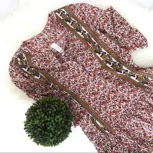 New Ann Taylor Loft Beach Floral Boho Print Swimsuit Coverup Tassels Trendy